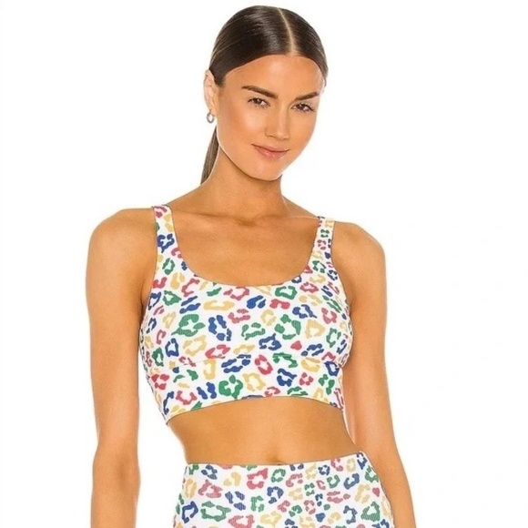 BEACH RIOT Sport Leah Top Primary Color Leopard Print Tank Animal Print Small - Picture 5 of 16